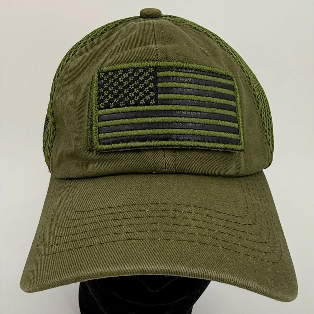 Pit Bull Snapback Mesh Trucker Hat Green OS Adjustable Embroidered Flag **READ**